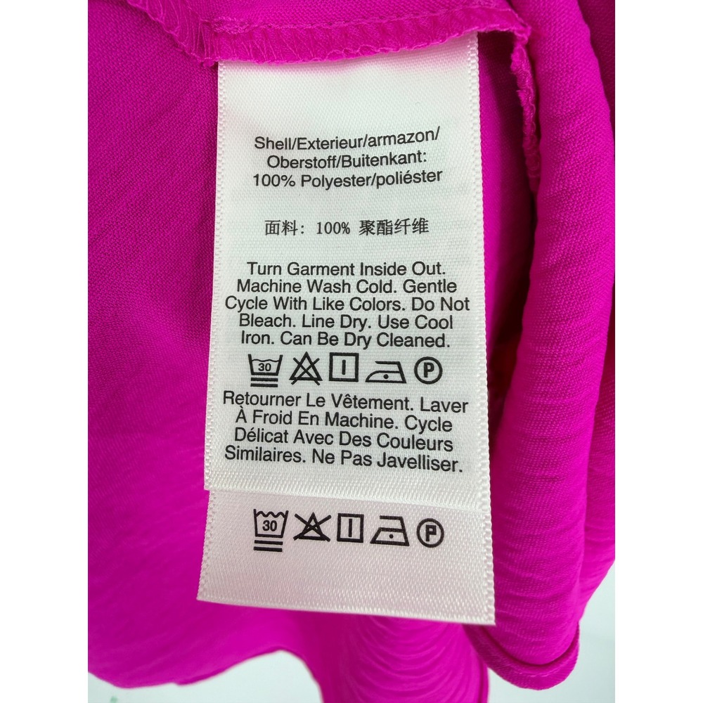 DKNY Dress 6 Raspberry Pink Flutter Sleeve Flounce Hem Barbiecore Party Dress - Picture 5 of 9